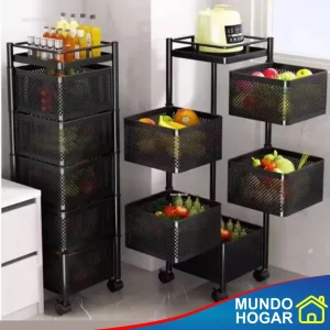 Estante Giratorio Cuadrado de 5 Niveles para Frutas y Verduras